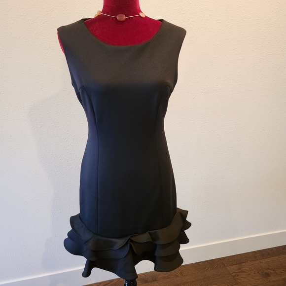 Donna Ricco Black Ruffle Mini Dress - Picture 2 of 5